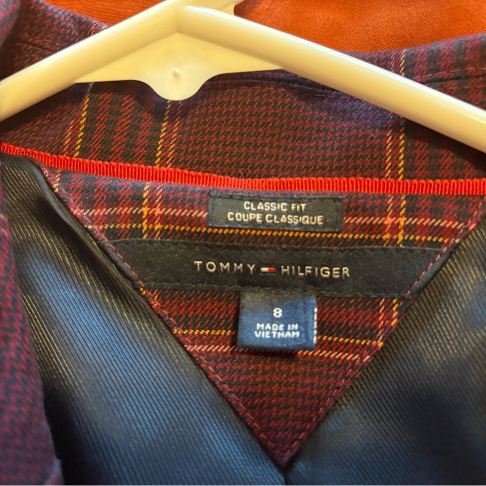 Tommy Hilfiger Burgundy Plaid Women's Blazer - Picture 4 of 4